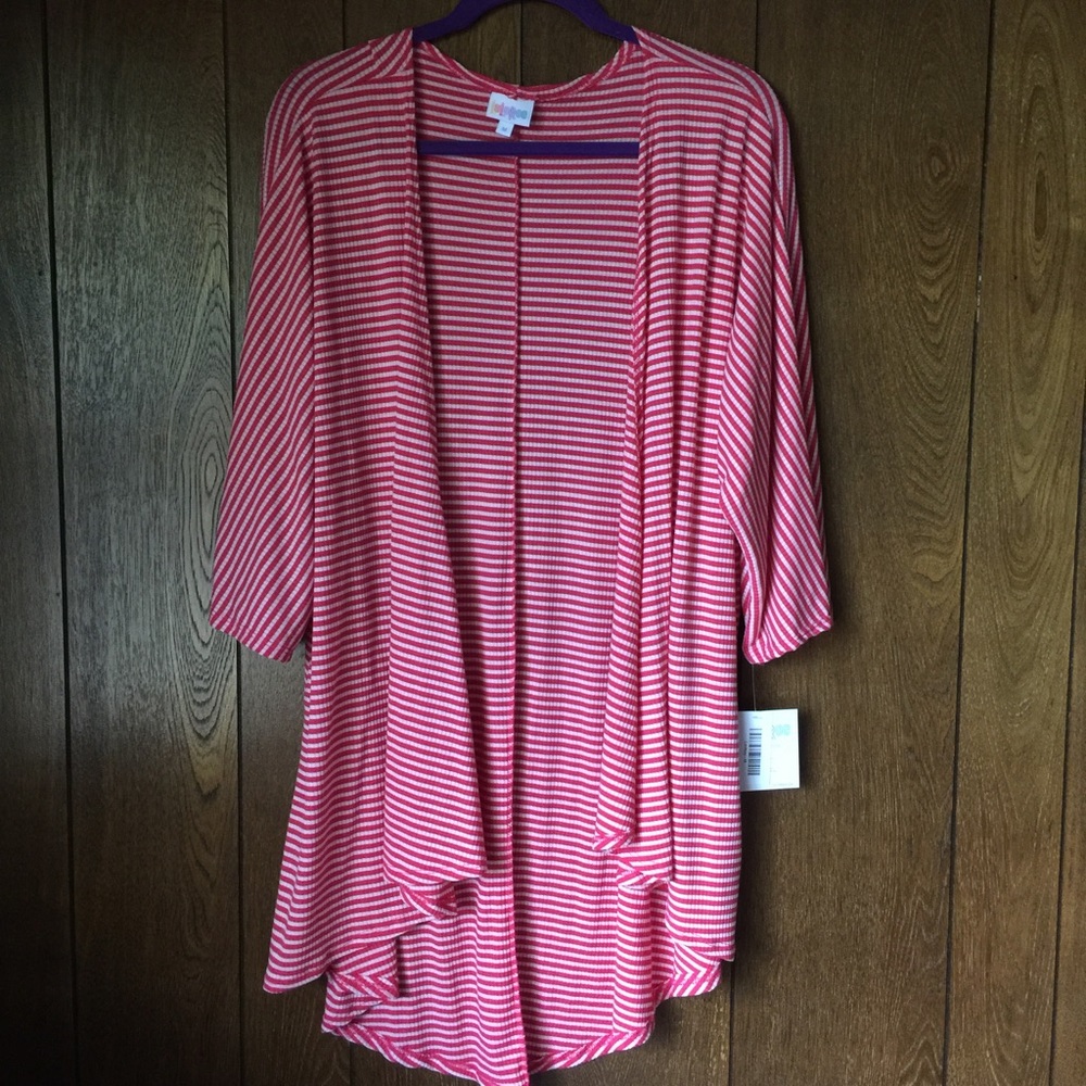NWT LuLaRoe Pink & White Striped Lindsay, M