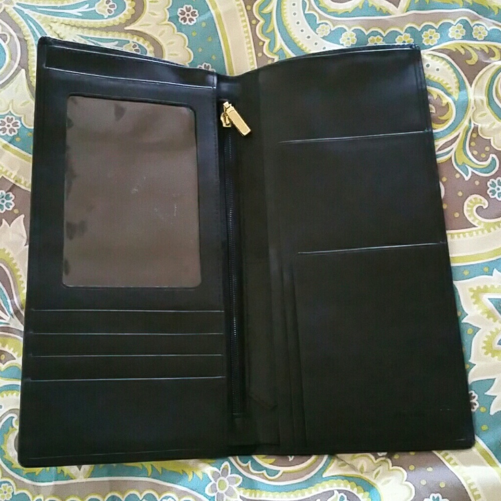 Black leather passport wallet