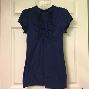 Maurice's Blue Ruffled Short Sleeved Top