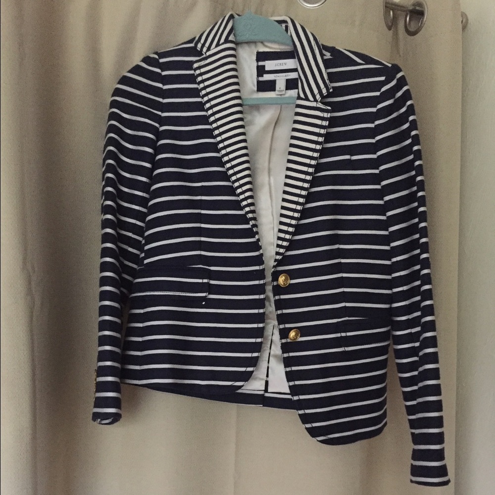 J Crew Navy Striped Blazer