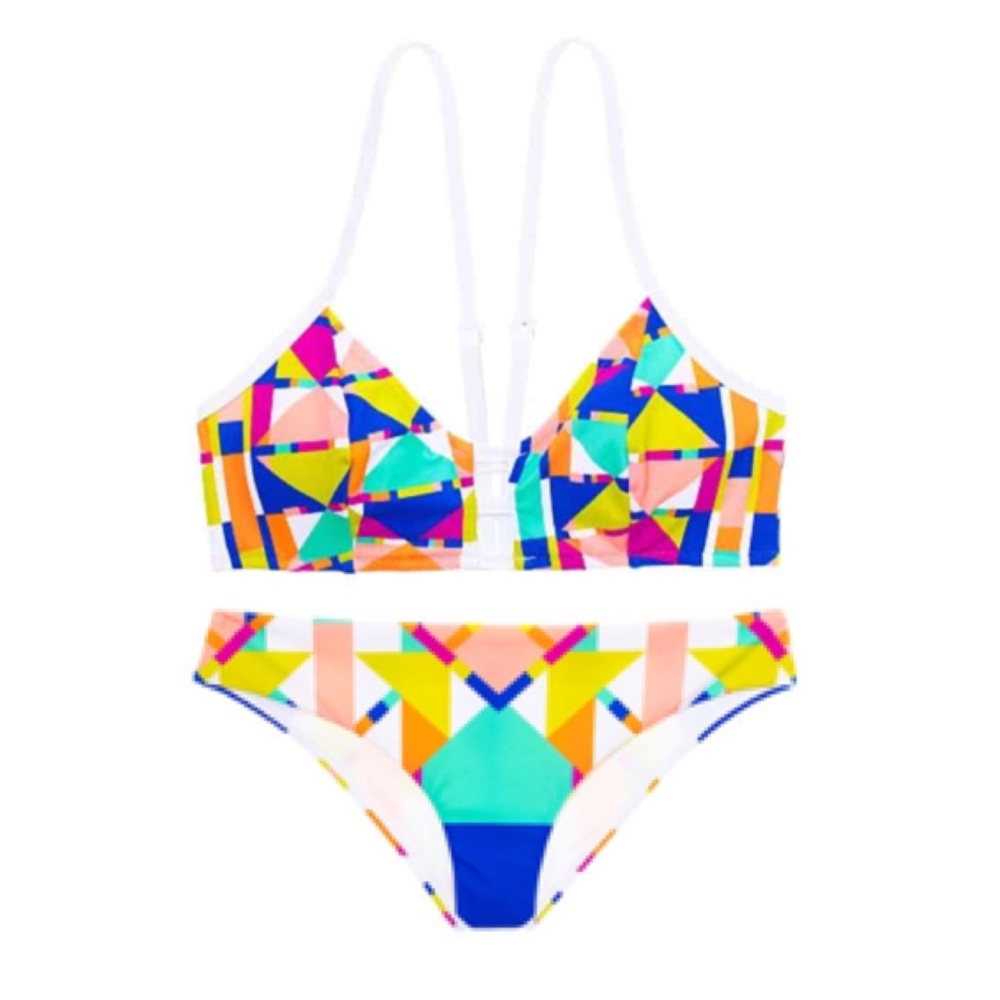 PINK Strappy Front Scoop Top & Bikini Bottom Set