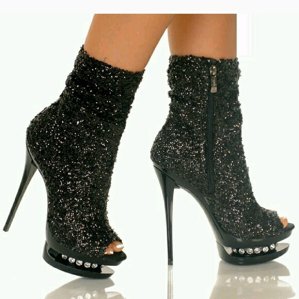 Shimmery Booties w/Rhinestones