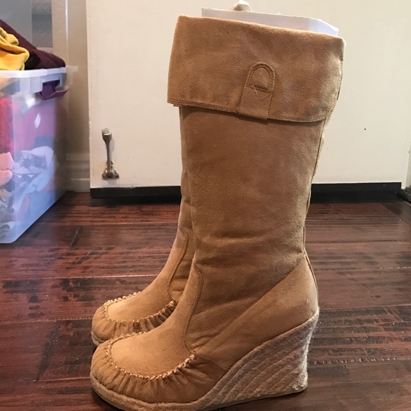 Suede Wedge Boots - Picture 1 of 6