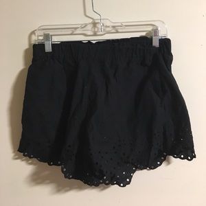 Flowy Black Embroidery Shorts