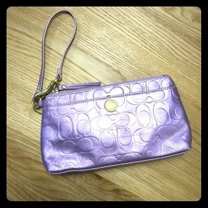 EUC Lavender Leather Coach Wristlet