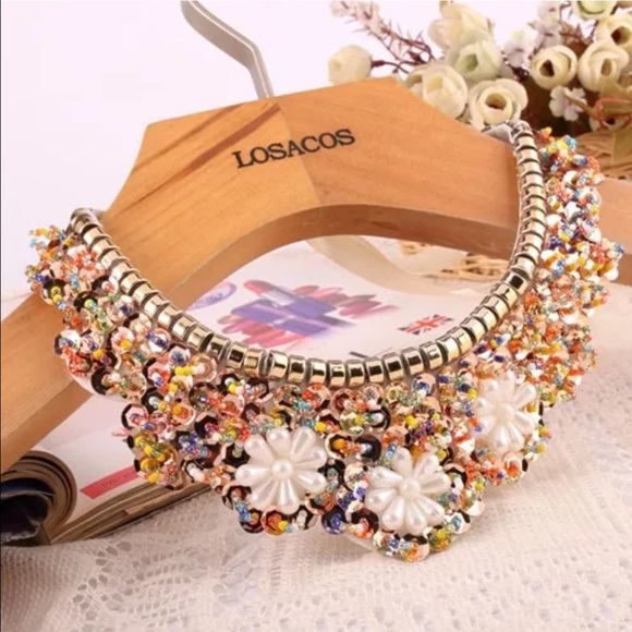 Jewelry - Beaded statement bib necklace NEW with tags