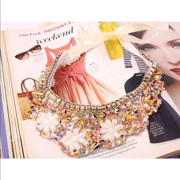 Beaded statement bib necklace NEW with tags - Picture 2 of 2