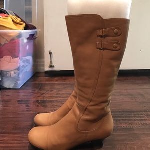 Leather Kitten Heel Boots