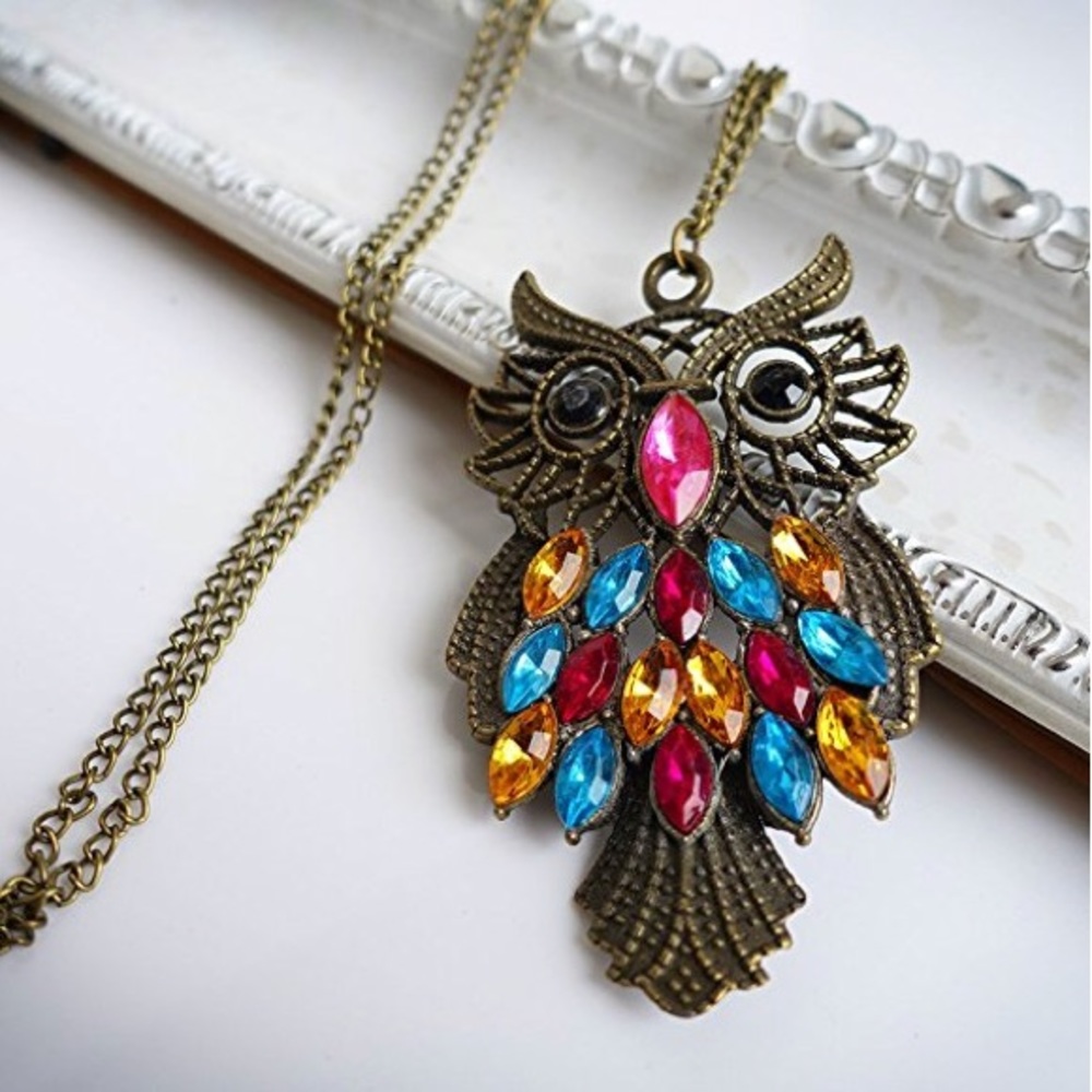 NWOT Jeweled Owl Necklace