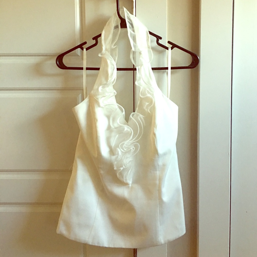 Formal halter top with lace embellishment