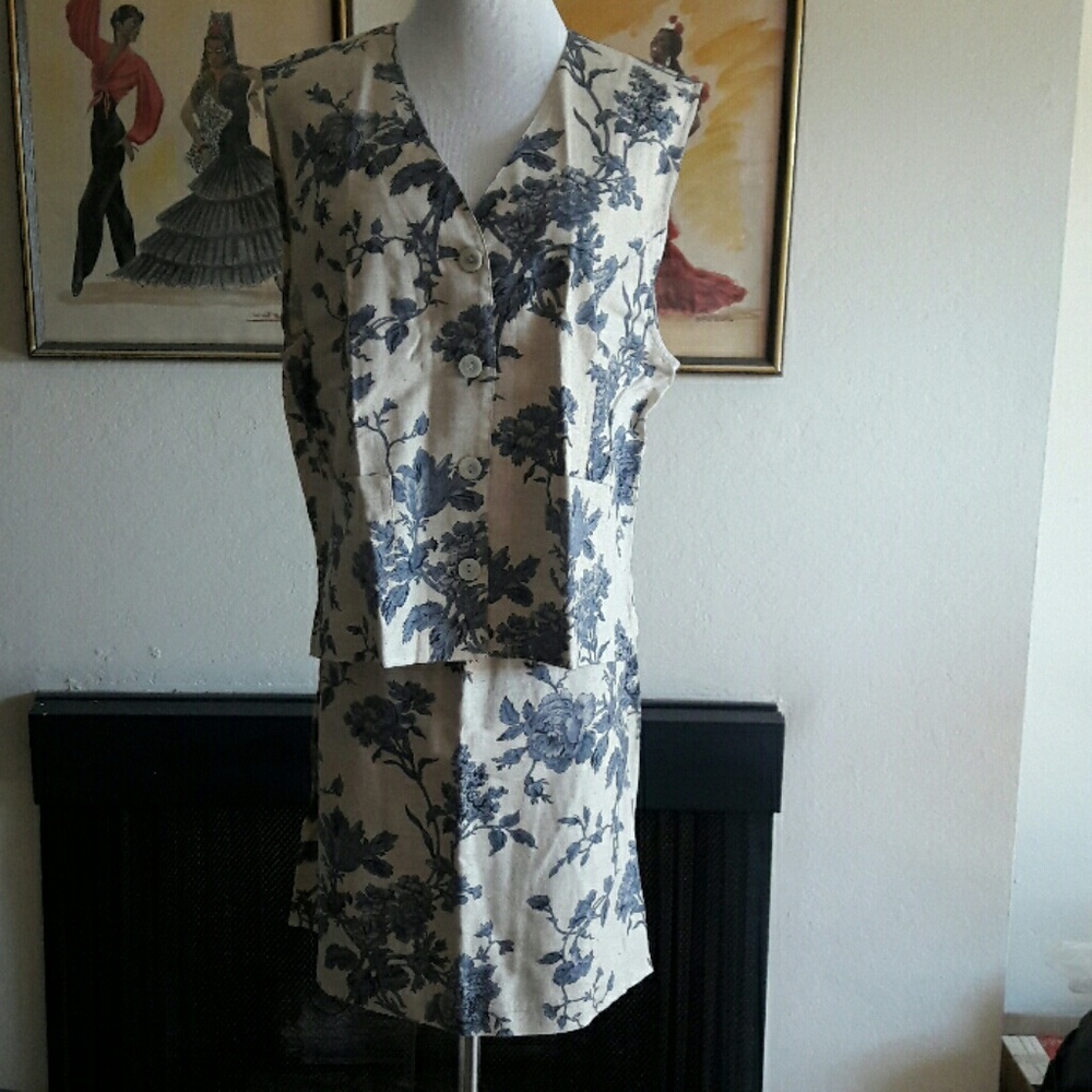 Linen Vest & Skirt Suit