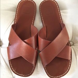 Gap Cognac Leather Crisscross Sandals