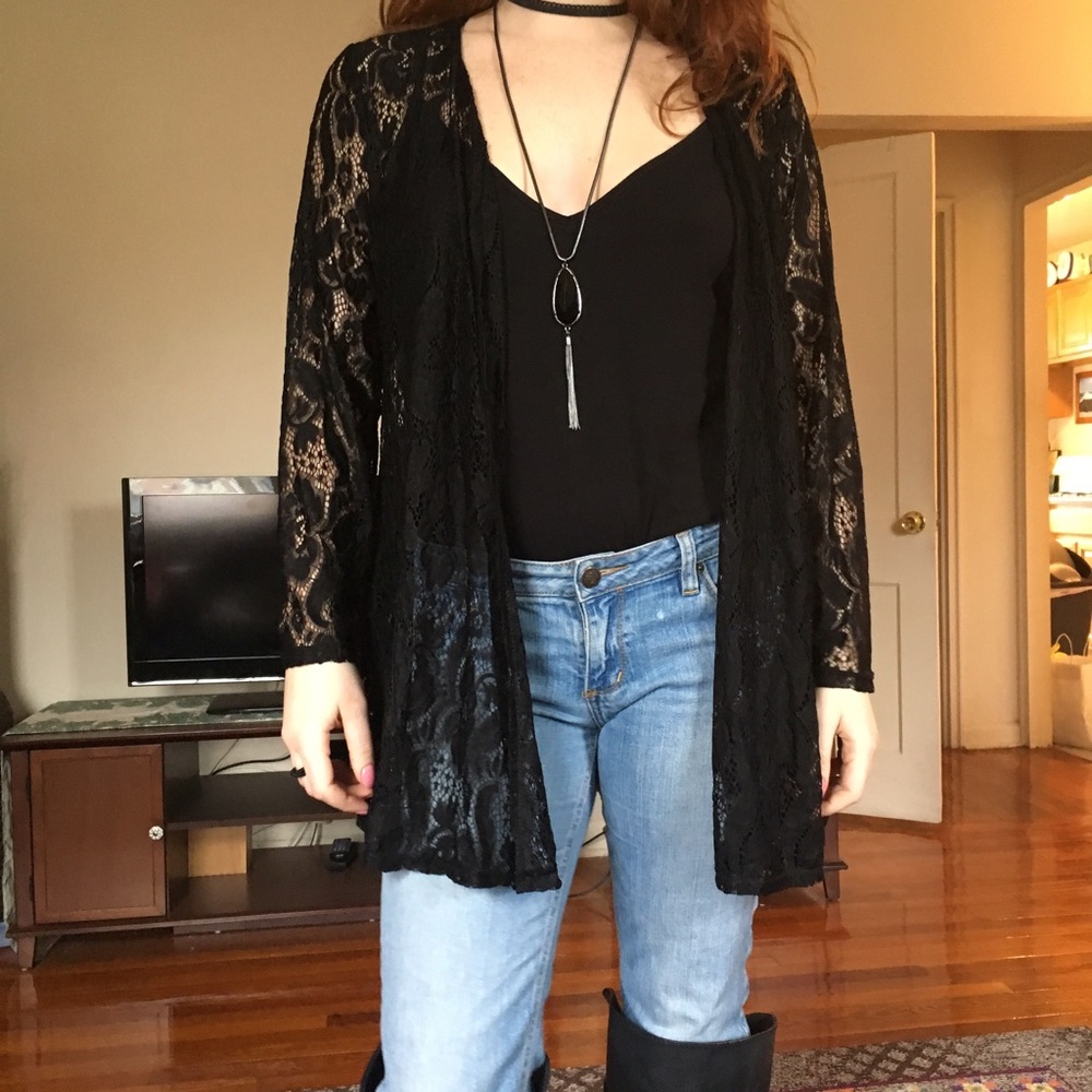❗️ SOLD ❗️black lace kimono 💜 XXL