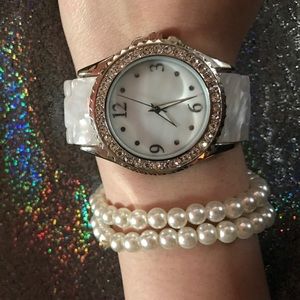Pearl Crystal Fancy Watch