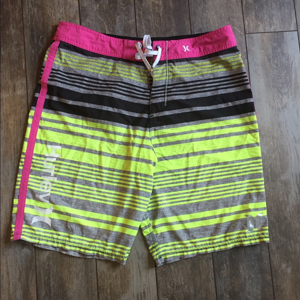 Hurley Hot Pink and green Men's board shorts