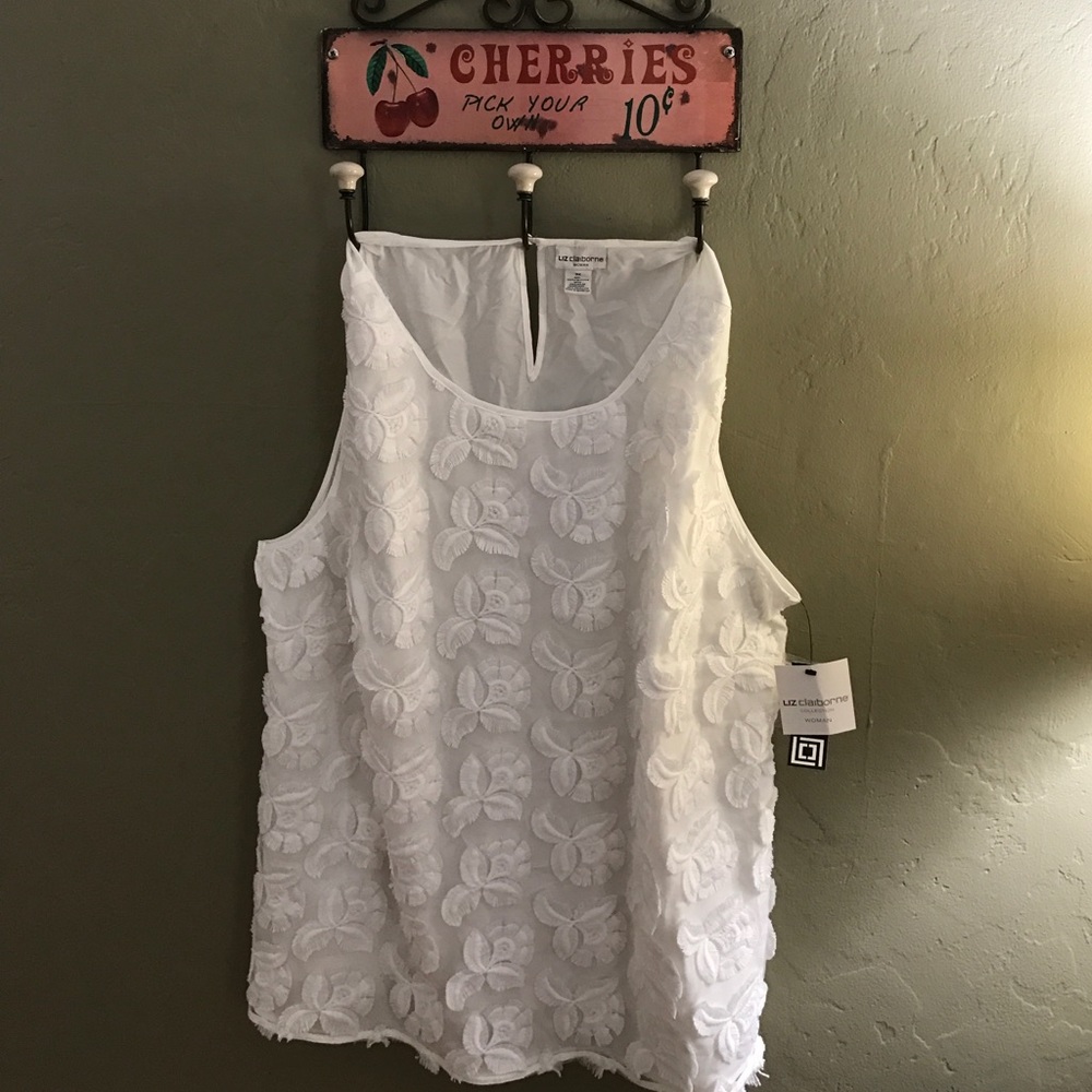 NWT 3x Liz Claiborne Top Embroidered Flowers