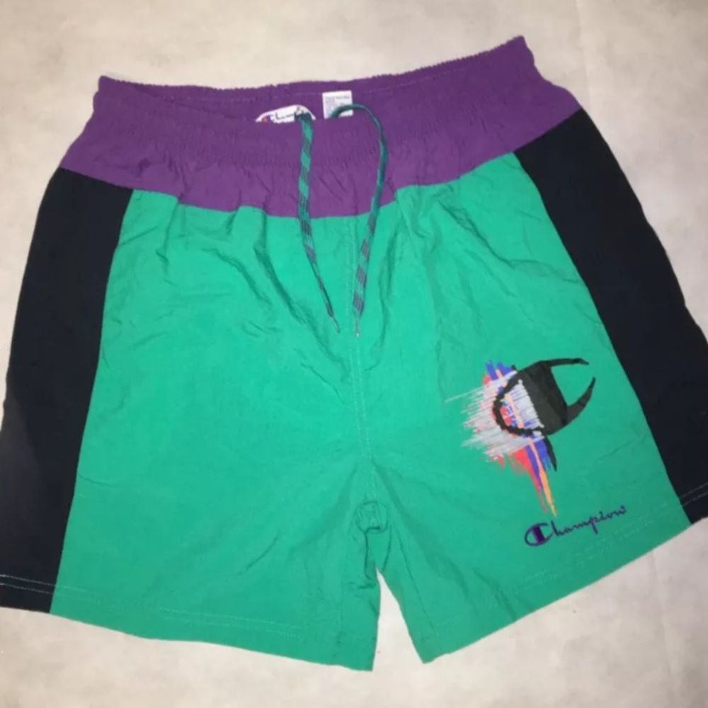 Vintage Chanpion Graphic Embroidered Swim Shorts