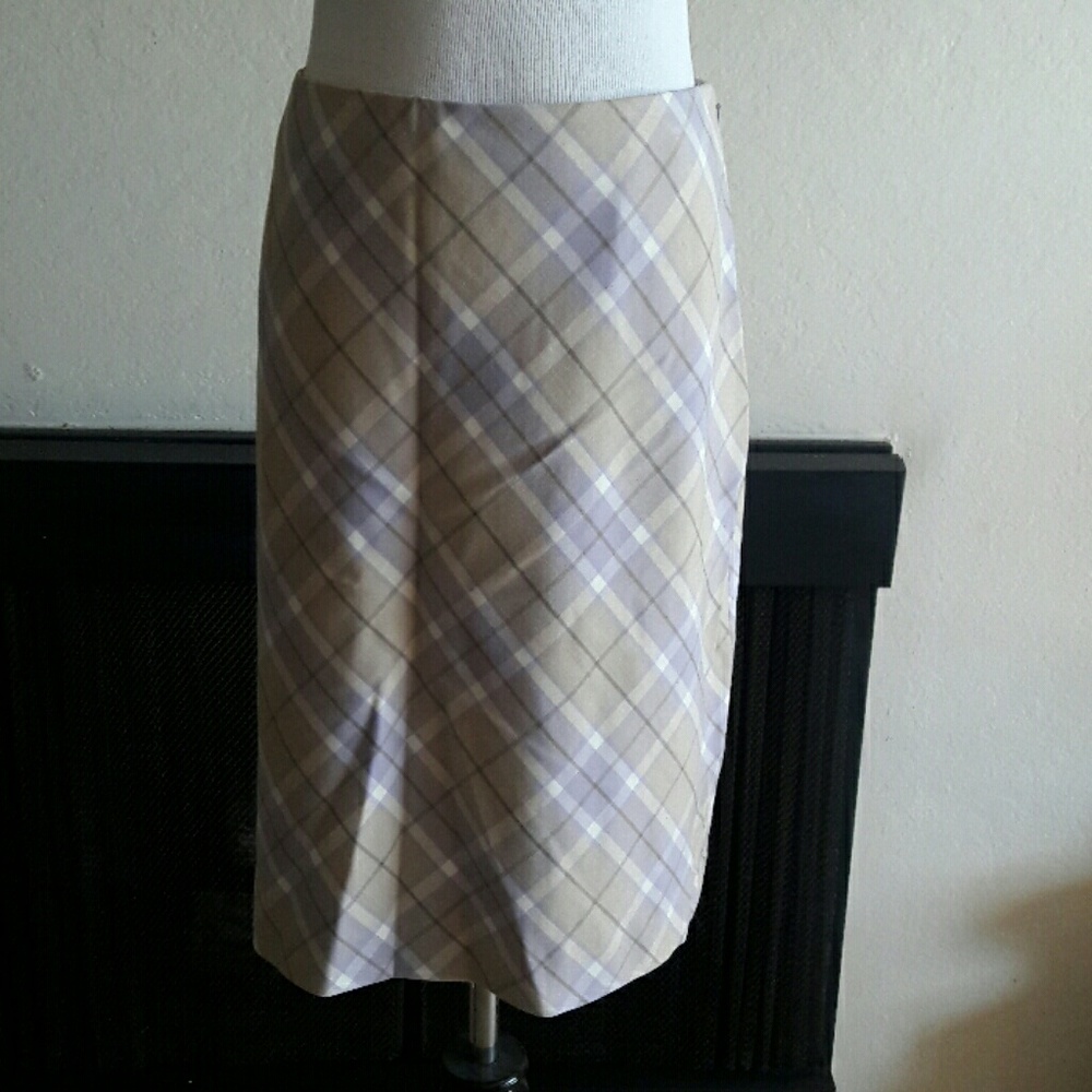 Ann Taylor Plaid Skirt Tan and Purple