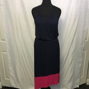 Navy & Pink High-Low Maxi Dress