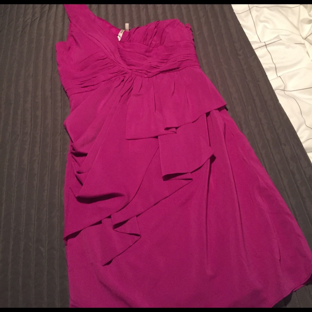 One Shoulder Fuchsia Cocktail Dress