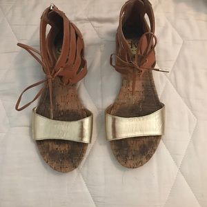 Dolce vita gold and tan lace up sandals
