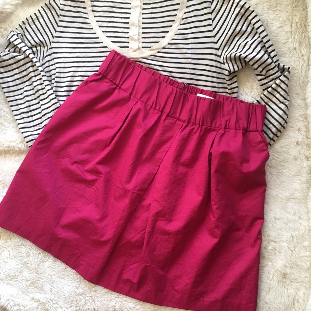 Banana Republic Pink Cotton Ruched Waist Skirt szL