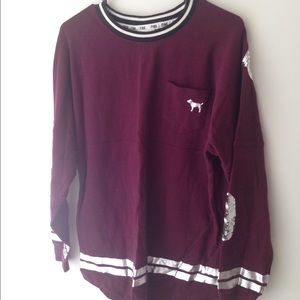 Pink Victoria's Secret long sleeve varsity top