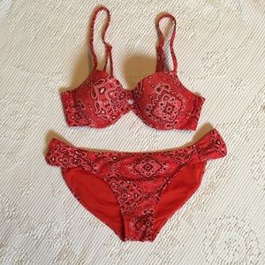Red Bandana/Paisley Print Bikini