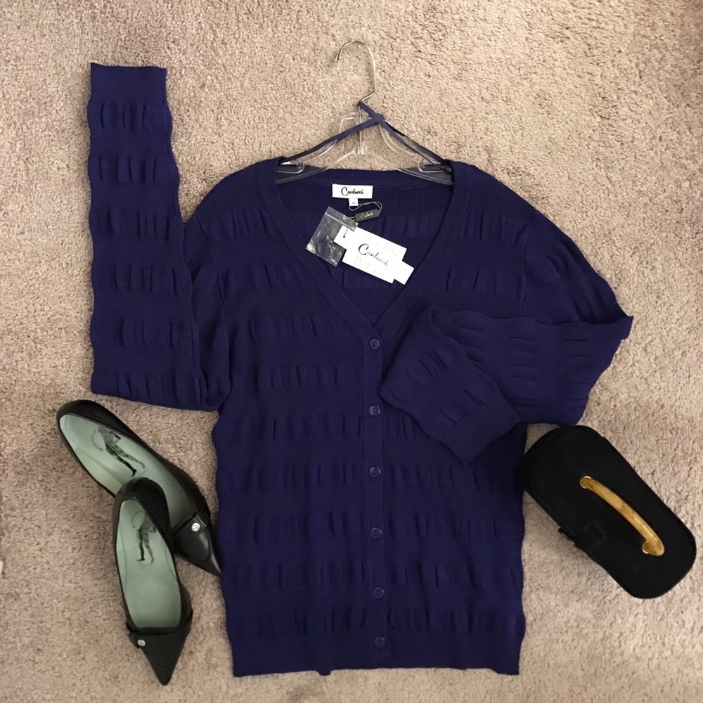 💙💜COBALT BUTTON DOWN SWEATER, V NECK