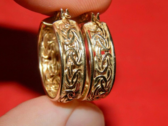 14k yellow gold turkish byzantine earrings