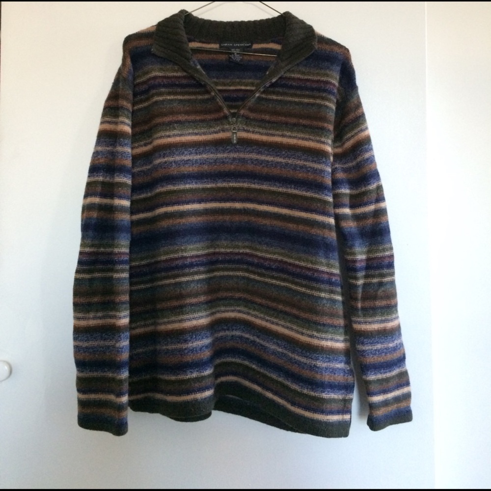 Vintage earth tone wool pullover hippie boho