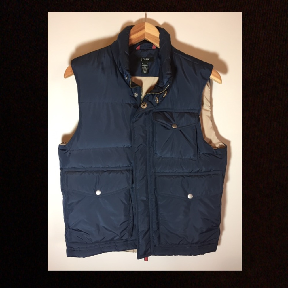 J Crew Blue Down-filled Puffer Vest