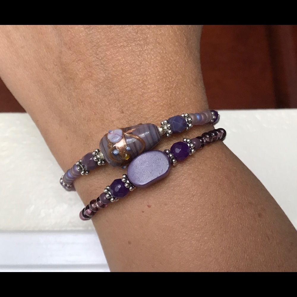 Purple, Lavender Stretchy Bracelet Set