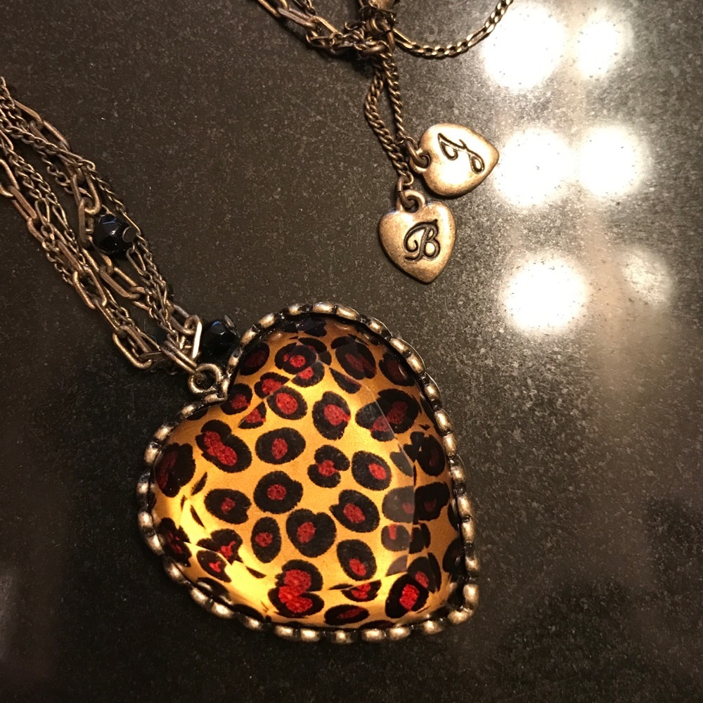 Betsey Johnson Leopard Heart Necklace