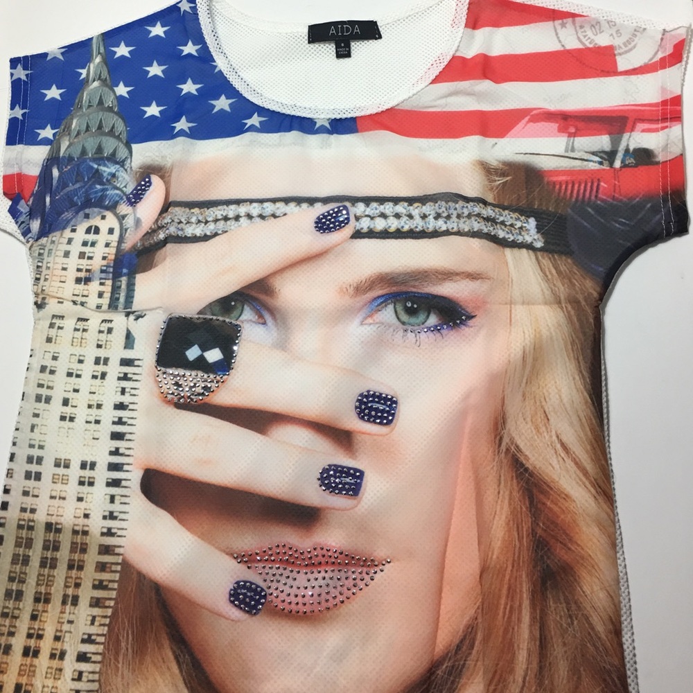 🆕Lots of Bling Patriotic Graphic Tee/Coverup