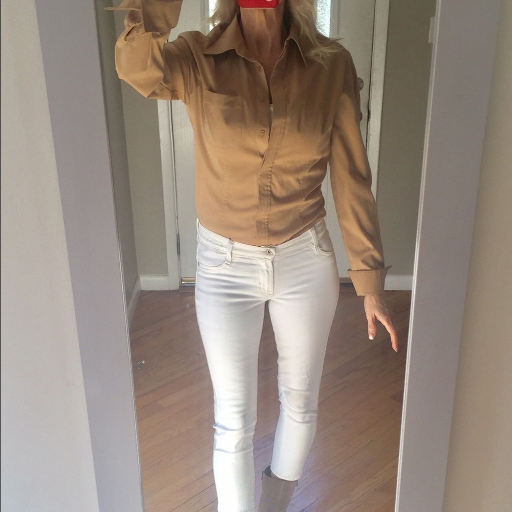 Express Stretch Camel Button Down