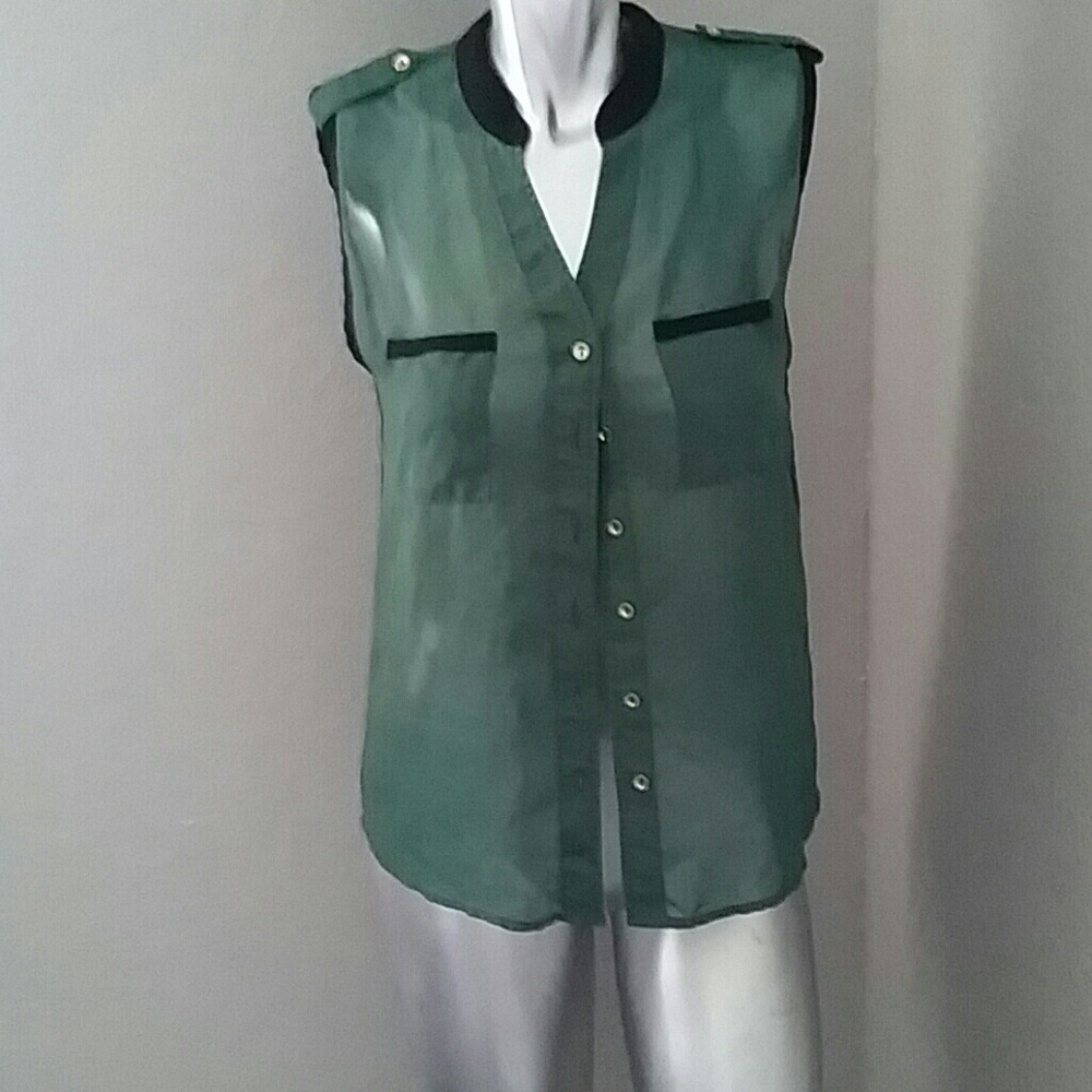 Green and black trim shirt