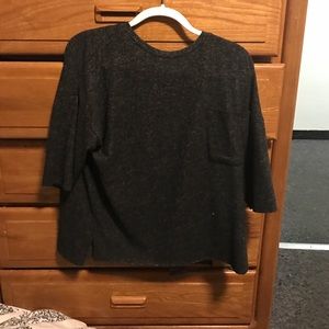 dark grey, zara top, quarter length sleeve