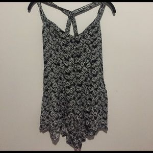 Floral romper with criss-cross back