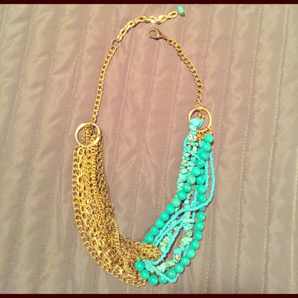 Banana Republic Turquoise/Gold Statement Necklace