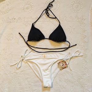 NWT Basic black and white triangle bikini