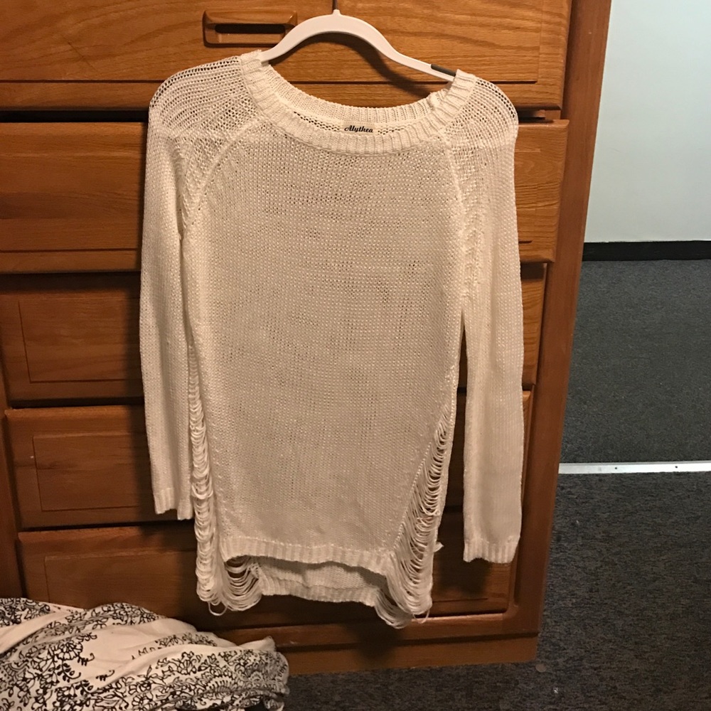 long sleeve white sweater