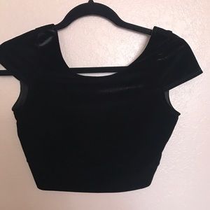 Black velvet crop top