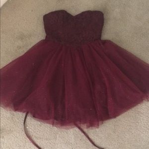 Sparkly Red Strapless Mini Dress