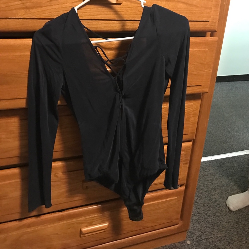 dark blue lace up zara bodysuit