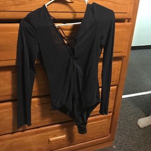 dark blue lace up zara bodysuit