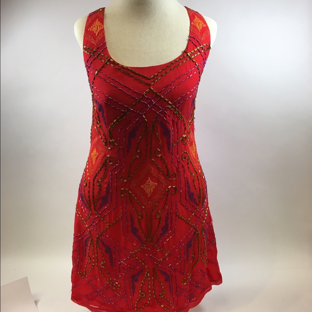 Nanette Lepore red beaded dress