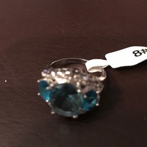 Sterling silver ring with aquamarine stones