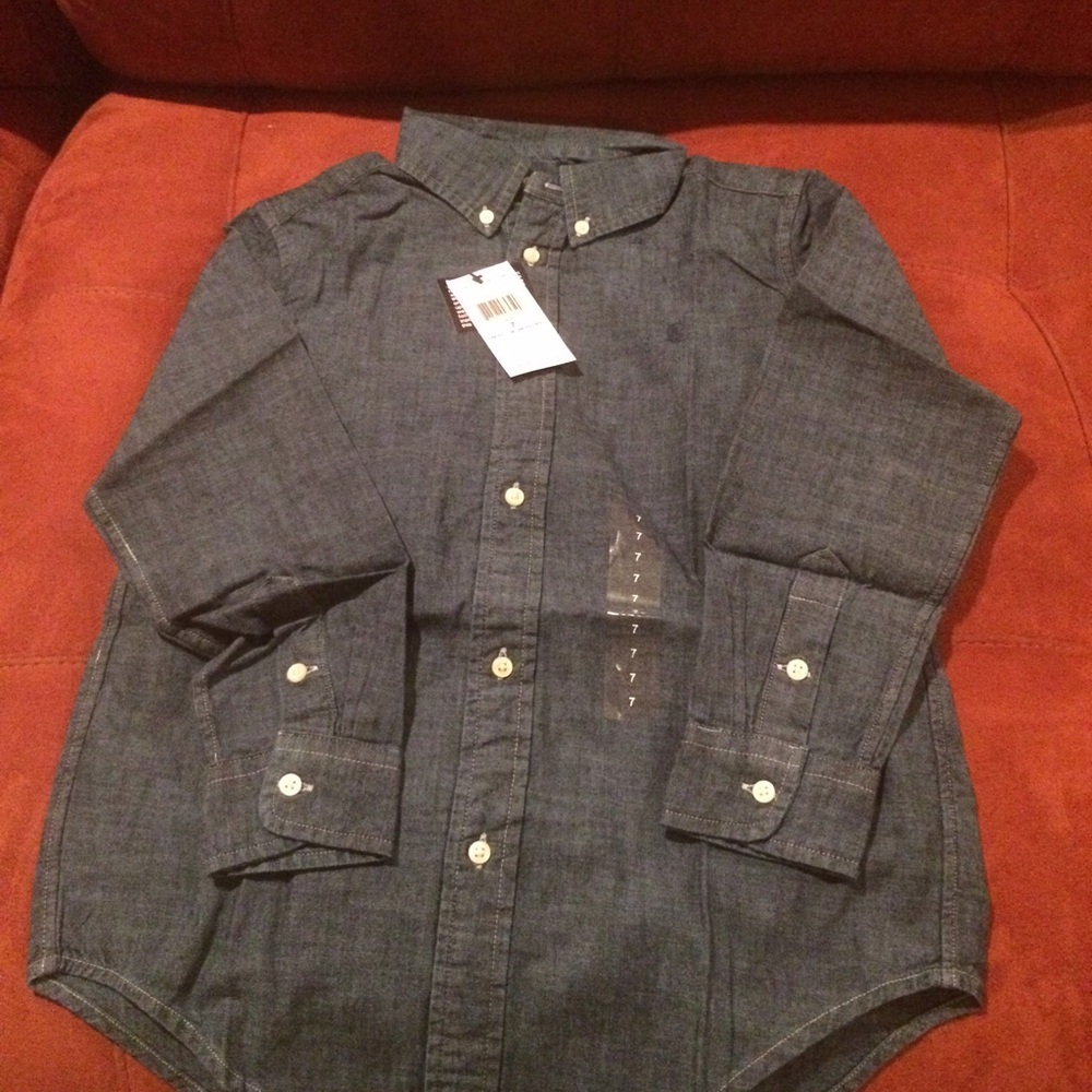 Signature RL denim button down shirt.