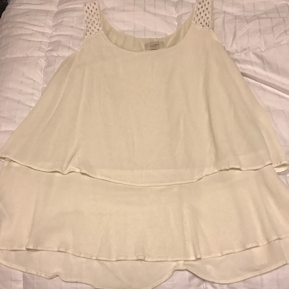 Loft Ivory Woven Straps Sleeveless Top in XL